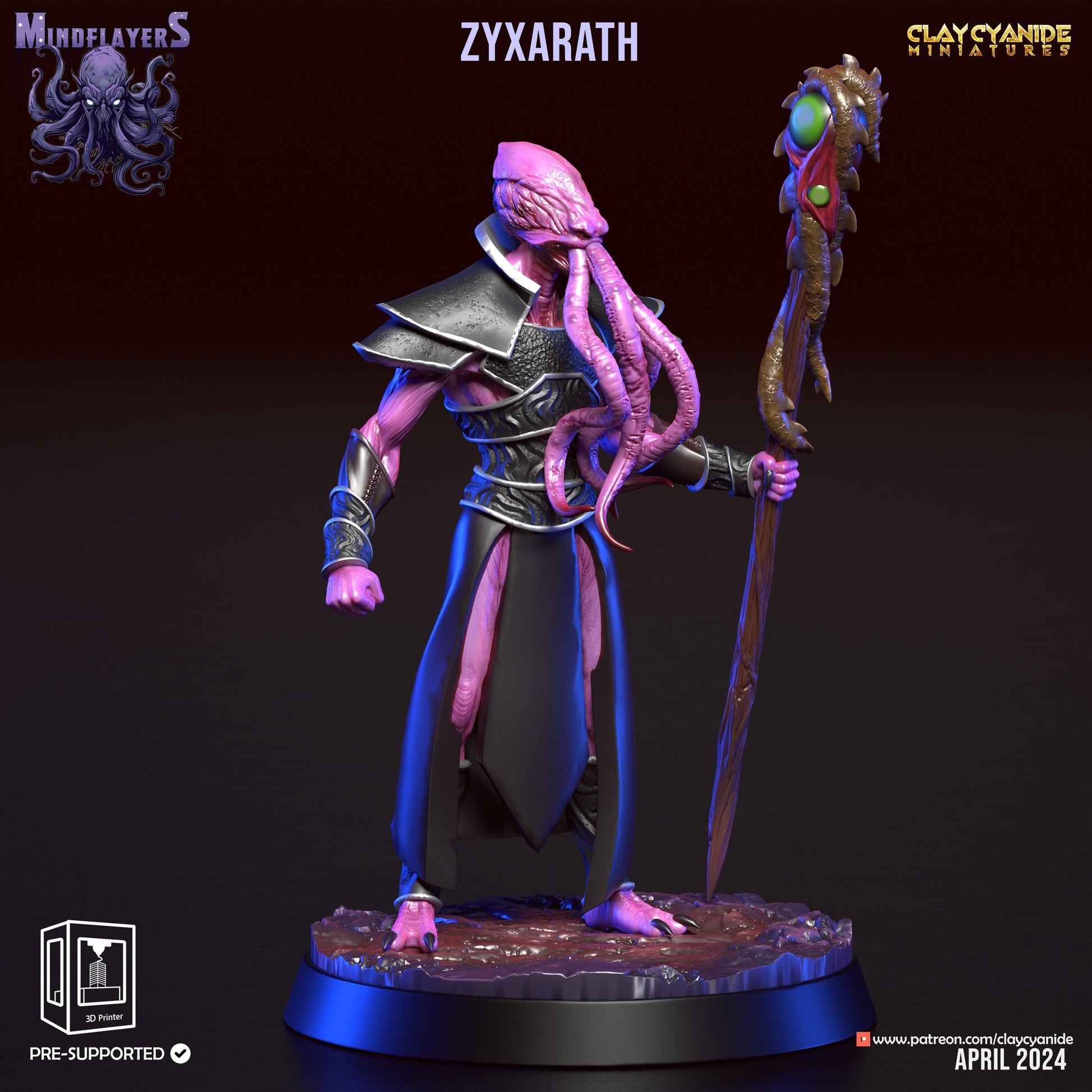 Xal'Thar, Cthulhu-Inspired Mind Flayer Miniature | 32mm Scale - Plague Miniatures