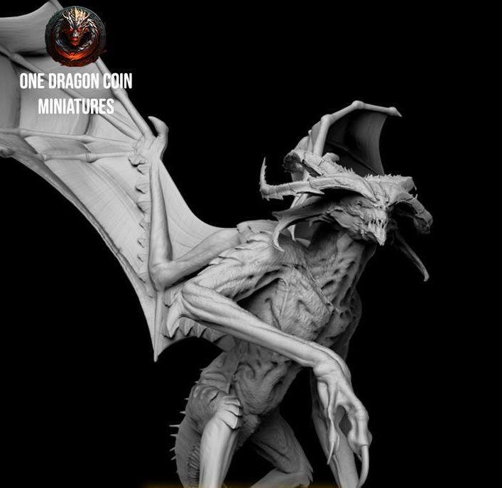 Xalthor, World Devourer Demon Dragon Miniature | Large Monstrosity Demonic Dragon | 100mm Base - Plague Miniatures