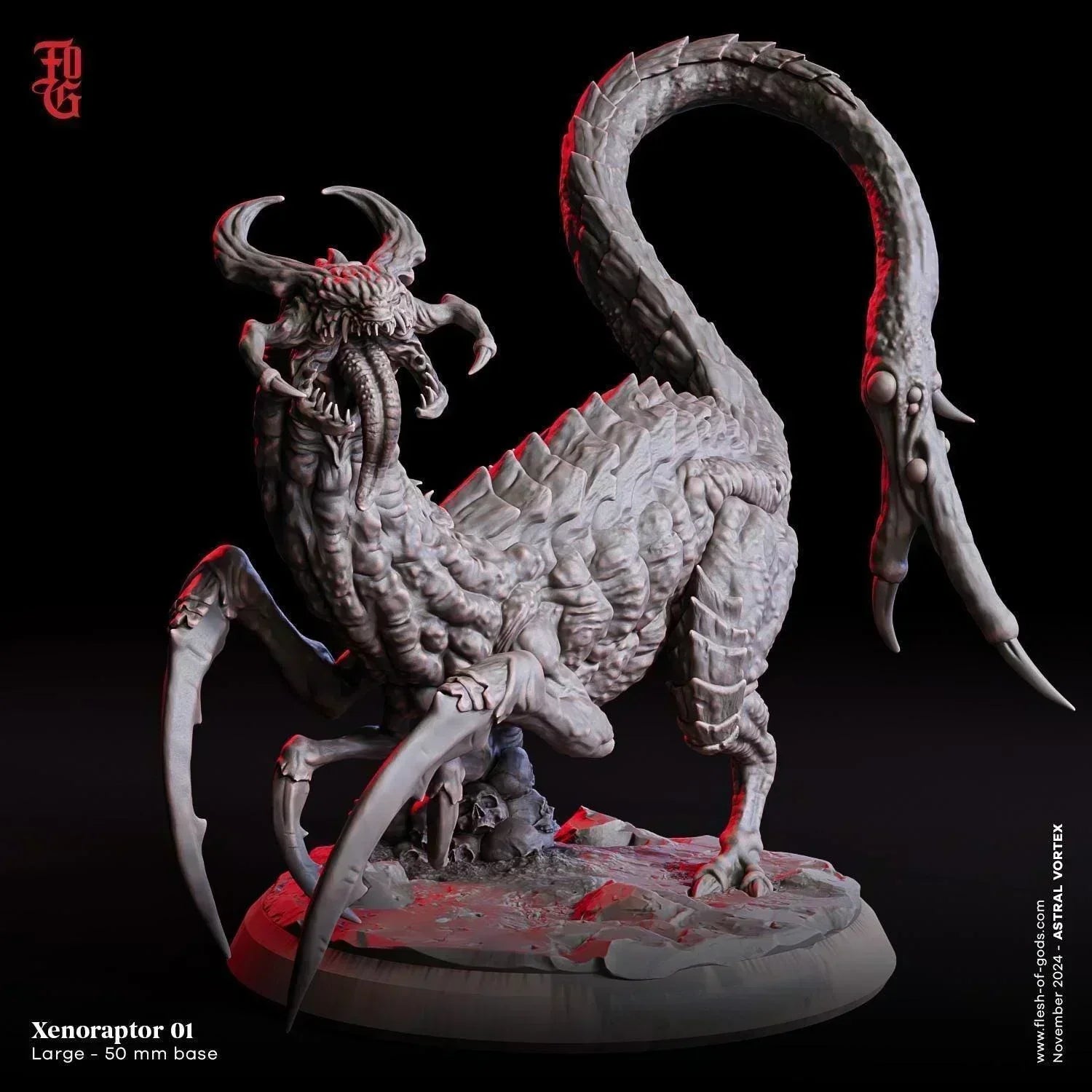 Xenoraptor Sci-Fi Monster Miniature | Alien Dinosaur Aberration Figurine | 50mm Base - Plague Miniatures