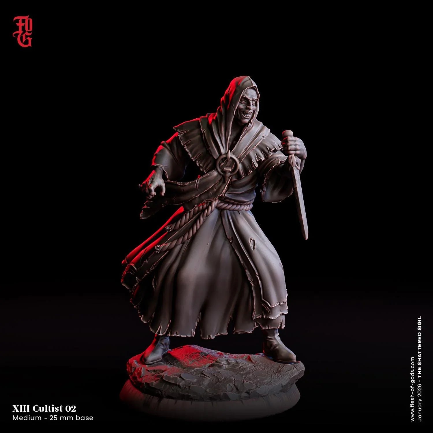 XIII Cultist Miniature | Medium Monster Ritualist Figurine | 32mm Scale - Plague Miniatures