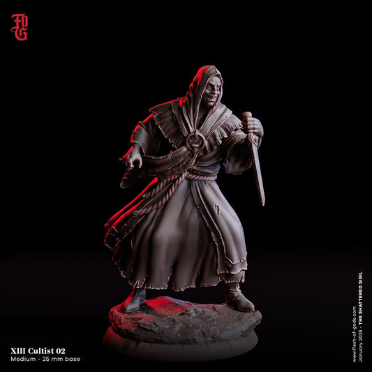 XIII Cultist Miniature | Medium Monster Ritualist Figurine | 32mm Scale - Plague Miniatures