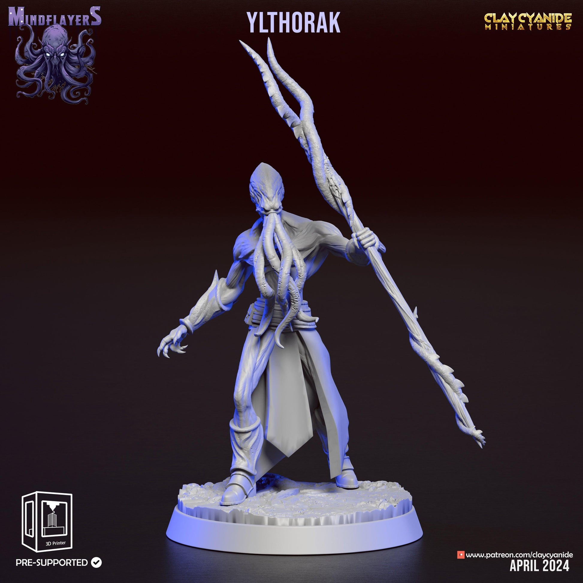 Ylthorak, Cthulhu-Inspired Mind Flayer Miniature | 32mm Scale - Plague Miniatures