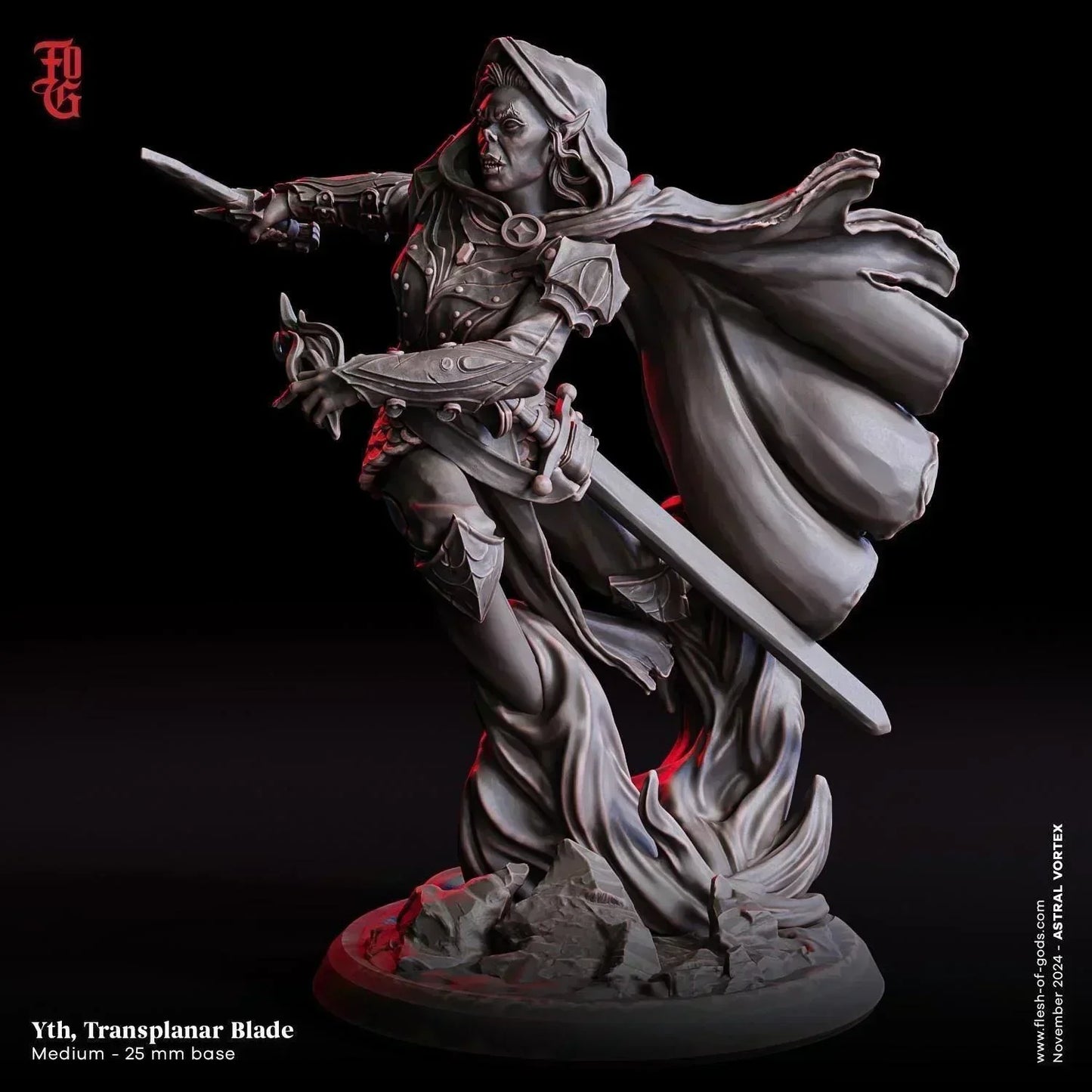 Yth, Transplanar Blade Miniature | Female Gith Assassin Figure | 32mm Scale or 75mm Scale - Plague Miniatures
