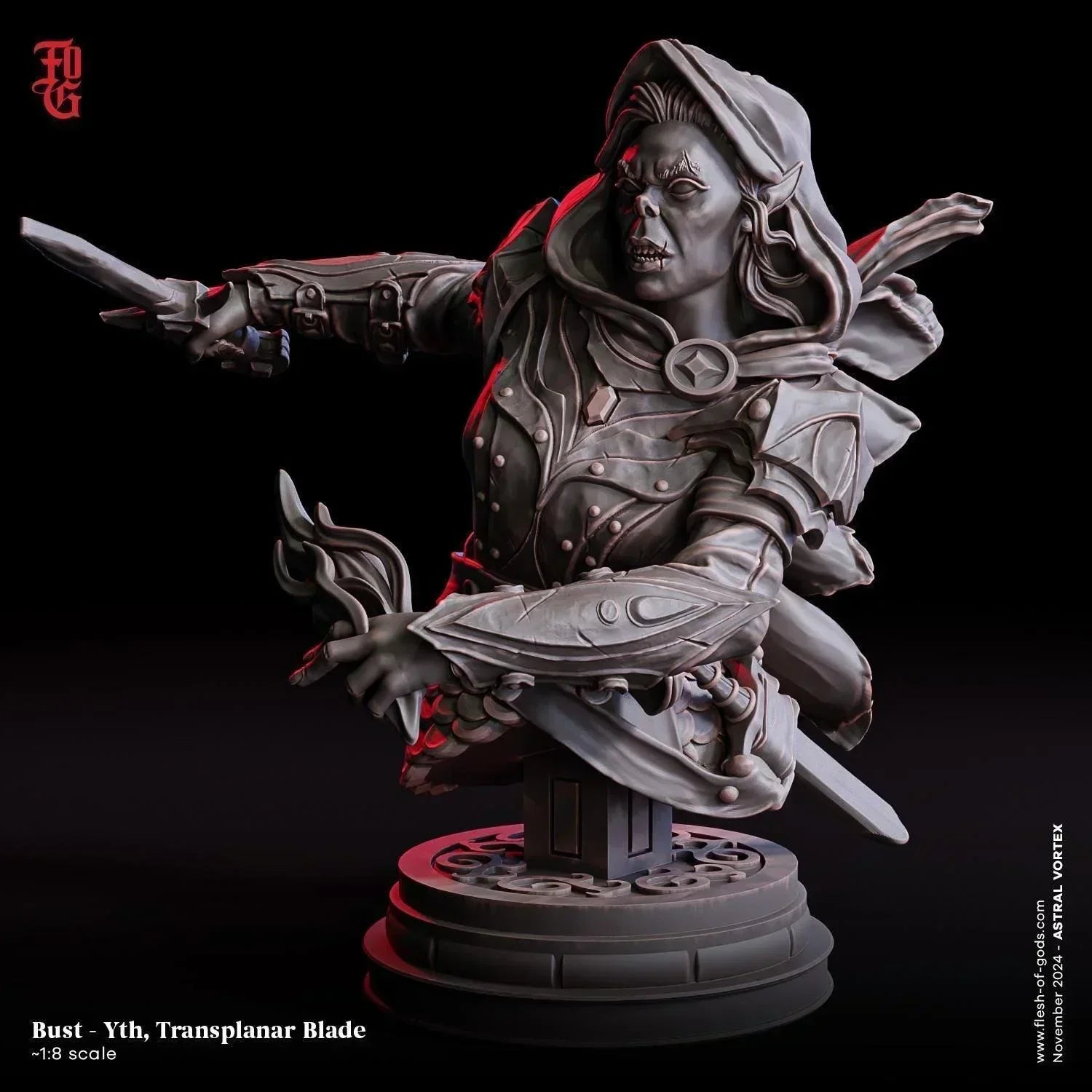 Yth, Transplanar Blade Miniature | Female Gith Assassin Figure | 32mm Scale or 75mm Scale - Plague Miniatures