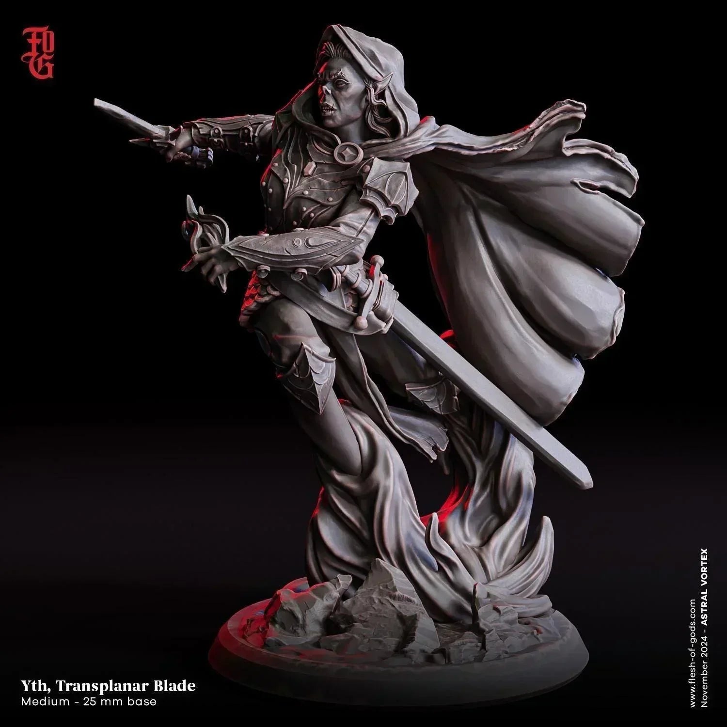 Yth, Transplanar Blade Miniature | Female Gith Assassin Figure | 32mm Scale or 75mm Scale - Plague Miniatures