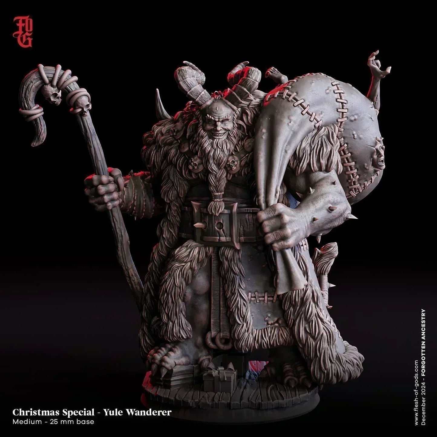 Yule Wanderer Miniature | Dark Christmas NPC Figurine | 32mm Scale or 75mm Scale - Plague Miniatures