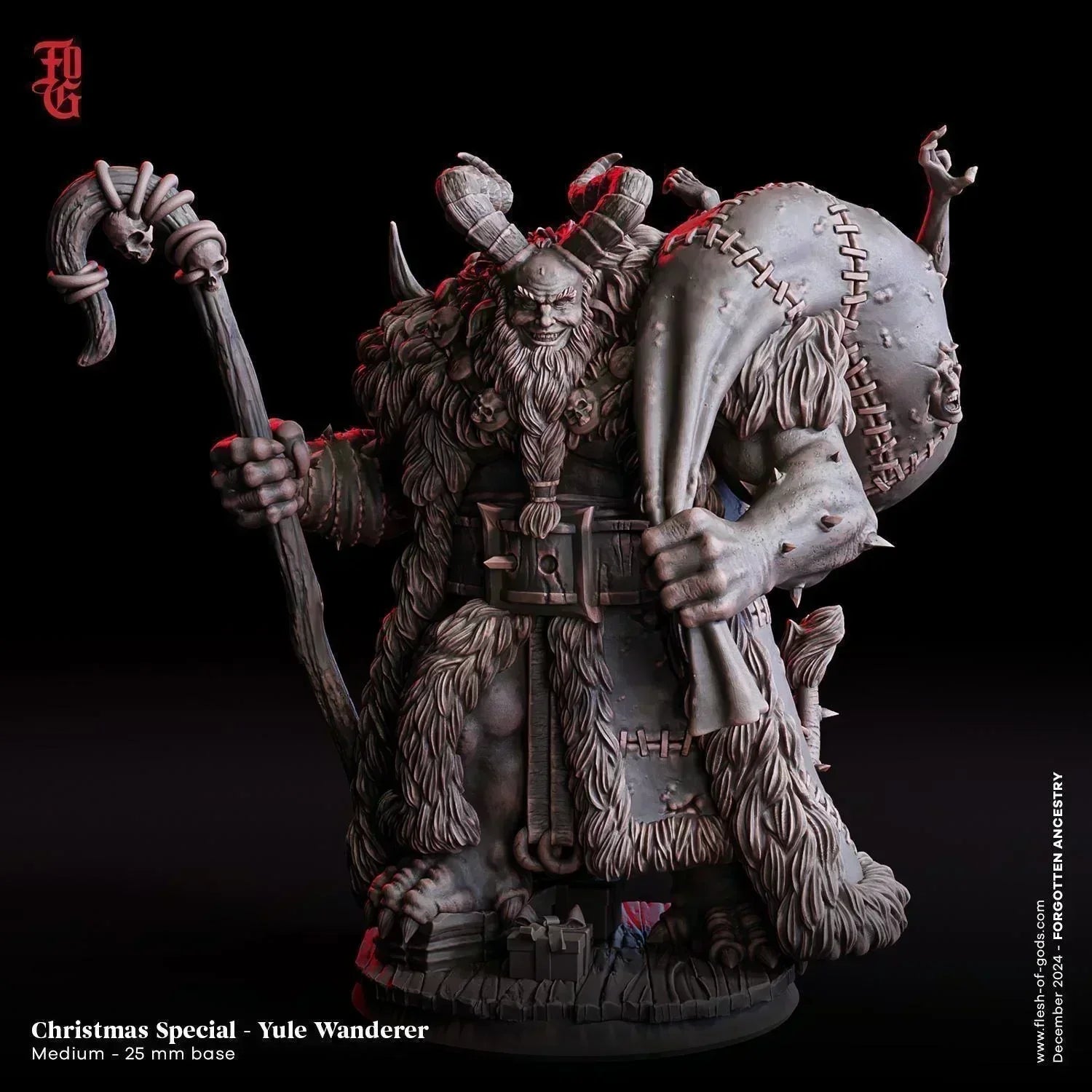 Yule Wanderer Miniature | Dark Christmas NPC Figurine | 32mm Scale or 75mm Scale - Plague Miniatures