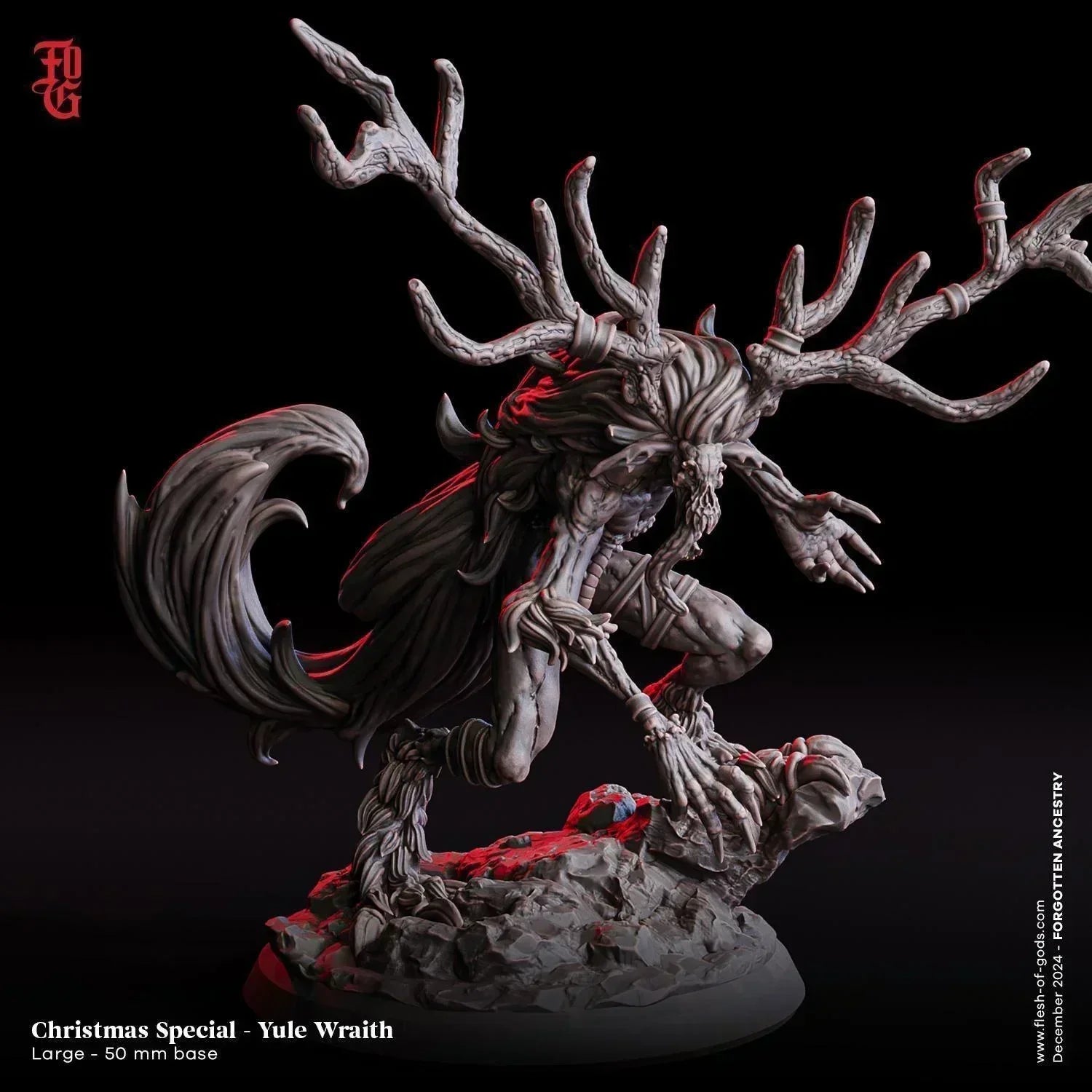 Yule Wraith Miniature | Winter Wendigo Monster for DnD 5e | 50mm Base - Plague Miniatures