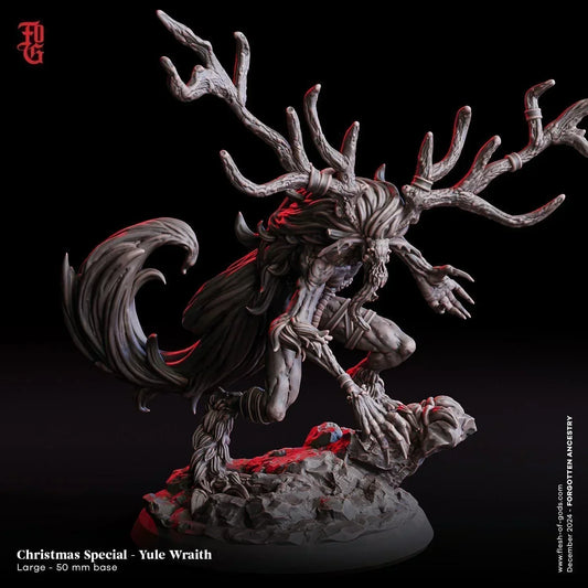 Yule Wraith Miniature | Winter Wendigo Monster for DnD 5e | 50mm Base - Plague Miniatures