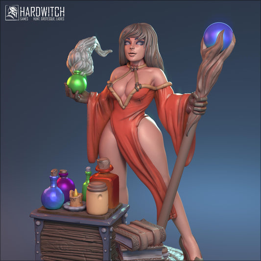 Zaphira, Timeweaver Sorceress Miniature | Arcane Spellcaster Miniature | 32mm 75mm - Plague Miniatures