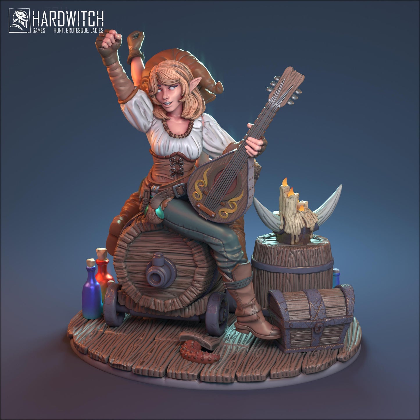 Zelda & Bella, Enchanted Duo Bard and Wench Figurines NSFW Nude Option | Bewitching Performers Miniature Set | 32mm or 75mm - Plague Miniatures