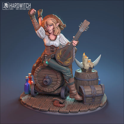 Zelda & Bella, Enchanted Duo Bard and Wench Figurines NSFW Nude Option | Bewitching Performers Miniature Set | 32mm or 75mm - Plague Miniatures