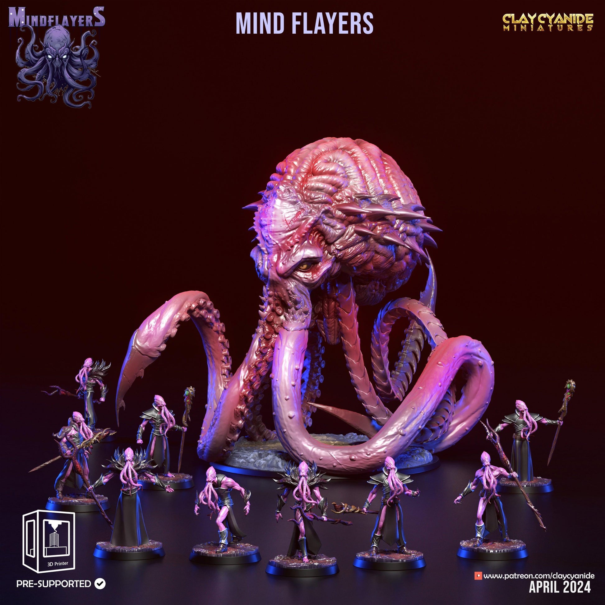 Zyth'Raak, Cthulhu-Inspired Mind Flayer Miniature | 32mm Scale - Plague Miniatures