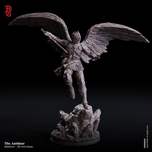 Aasimar Paladin Miniature | Radiant Hero for DnD | 32mm Scale - Plague Miniatures