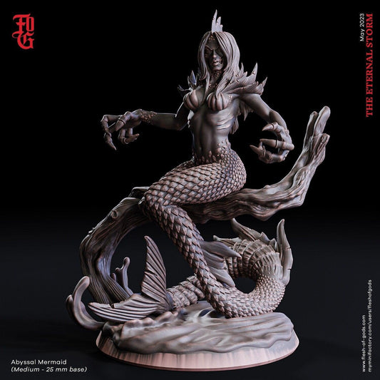 Abyssal Mermaid Miniature | Enchanting Merfolk for Dungeons and Dragons | 32mm Scale - Plague Miniatures