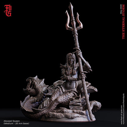Abyssal Queen Mermaid Miniature | Majestic Merfolk Ruler of DnD Seas | 32mm Scale - Plague Miniatures