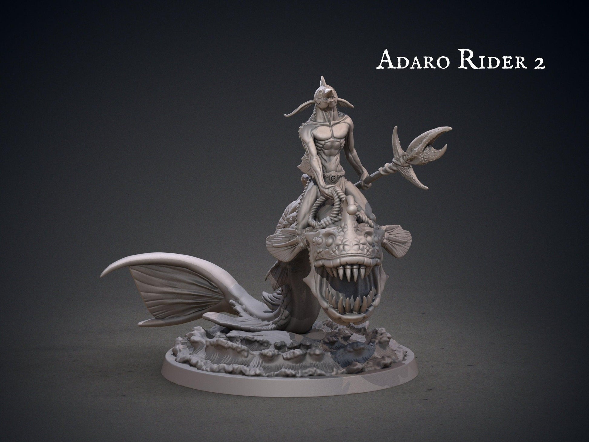 Adaro Rider Miniature | Kuo-Toa for Dungeons and Dragons | 32mm Scale - Plague Miniatures