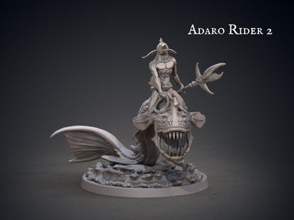 Adaro Rider Miniature | Kuo-Toa for Dungeons and Dragons | 32mm Scale - Plague Miniatures