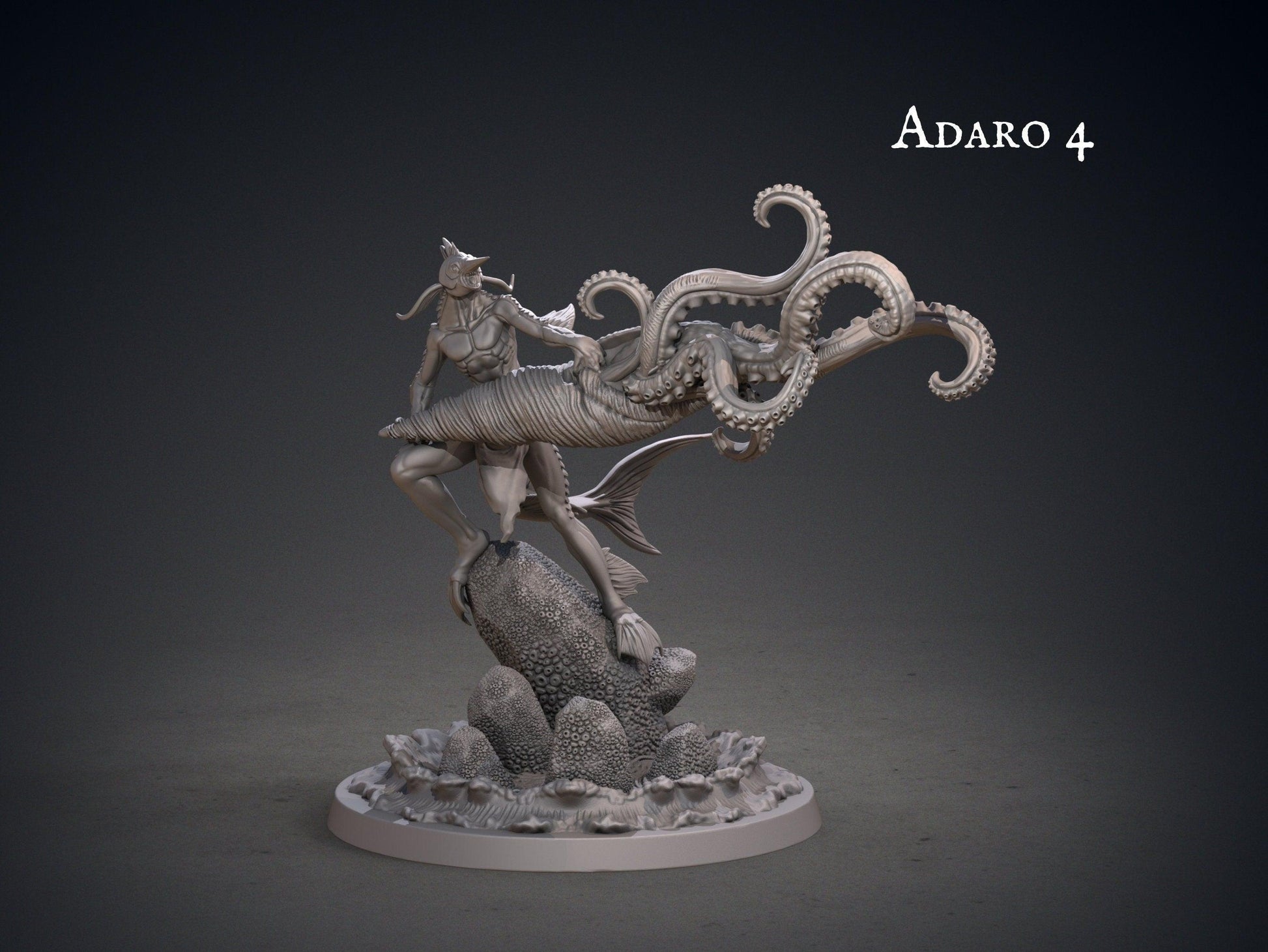 Adaro Rider Miniature | Kuo-Toa for Dungeons and Dragons | 32mm Scale - Plague Miniatures
