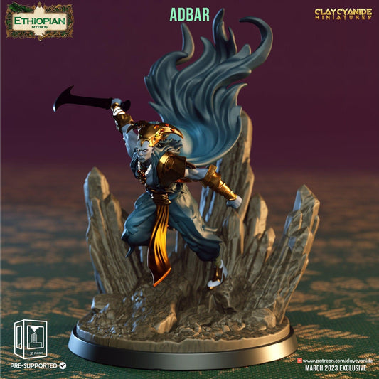 Adbar Ethiopian Warrior Miniature | Valor and Strength for Tabletop Adventures | 32mm Scale - Plague Miniatures