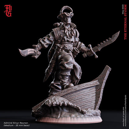 DnD Pirate Admiral Bust Pirate bust | 25mm 75mm and Bust | DnD Miniature Dungeons and Dragons DnD 5e | Thief Miniature - Plague Miniatures shop for DnD Miniatures