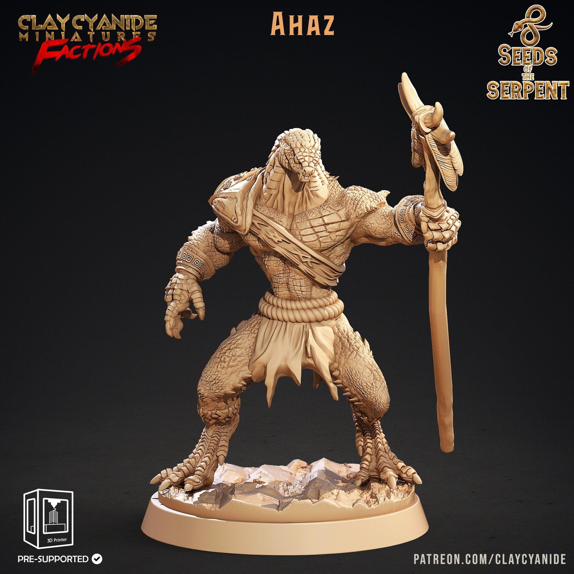 Ahaz Yuan-Ti Warrior Miniature | Serpent-Forged Guardian of the Shadows | 32mm Scale - Plague Miniatures
