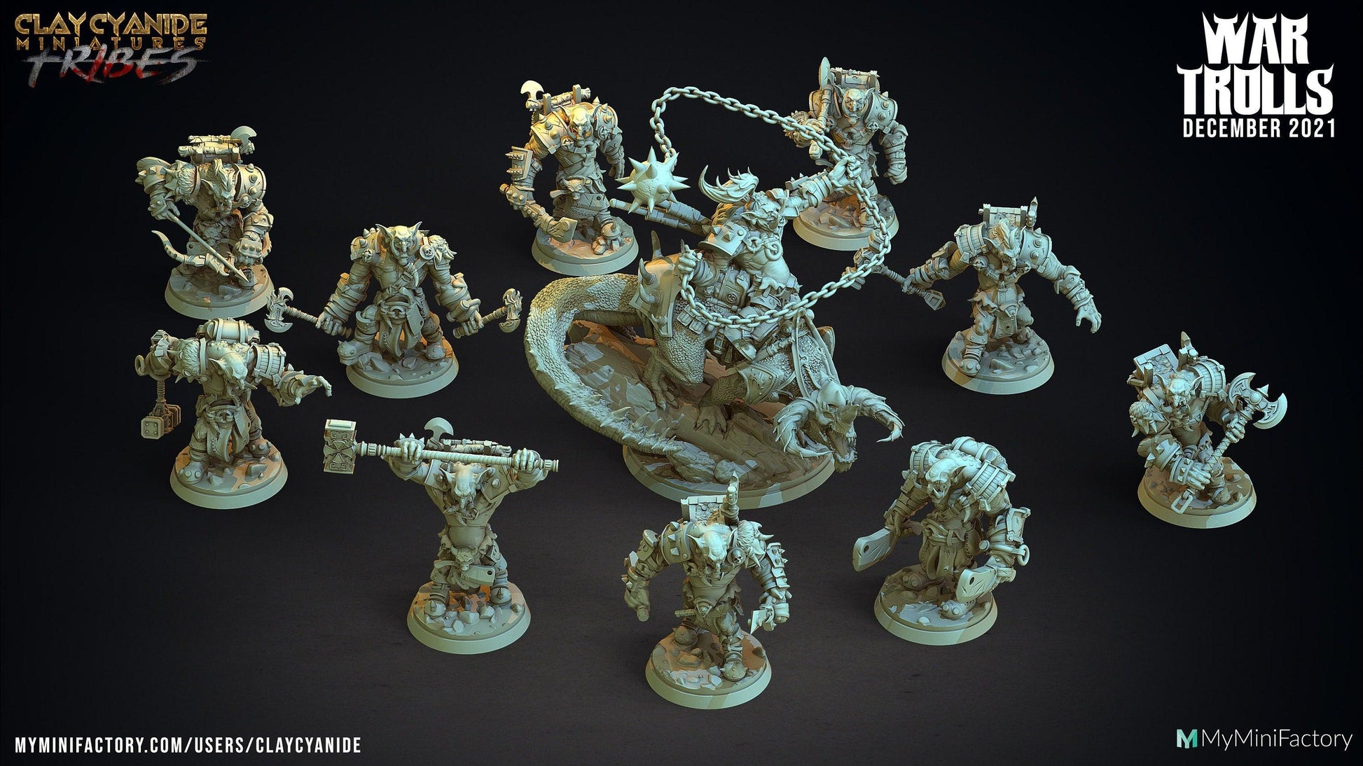 Ahr'gul Troll miniature | Clay Cyanide | War Trolls | Tabletop Gaming | DnD Miniature | Dungeons and Dragons DnD 5e - Plague Miniatures shop for DnD Miniatures