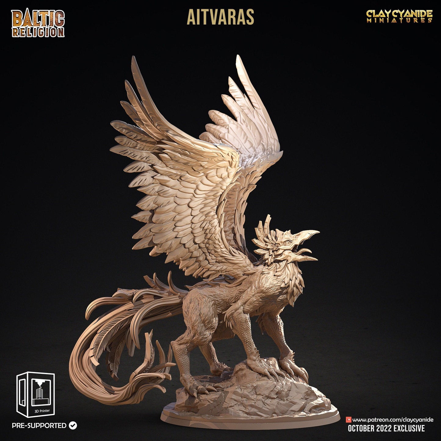Aitvaras Cockatrice Miniature | Inspired by Baltic Mythology for Tabletop Adventures | 32mm Scale - Plague Miniatures