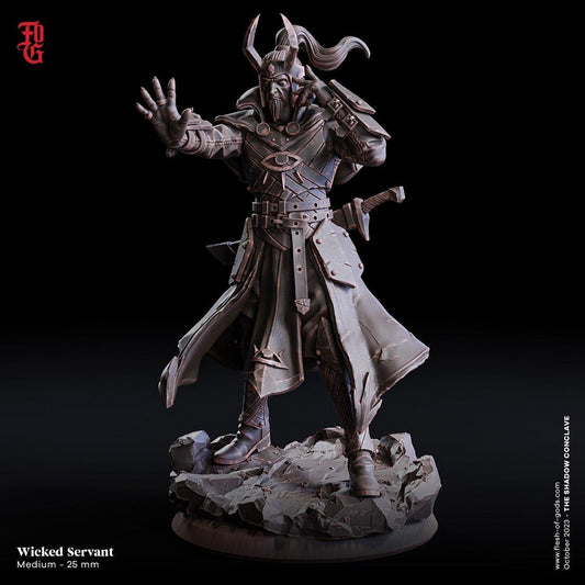 Akkar, the Wicked Servant | Aberrant Sorcerer Miniature for Spellbinding Adventures | 32mm Scale - Plague Miniatures shop for DnD Miniatures