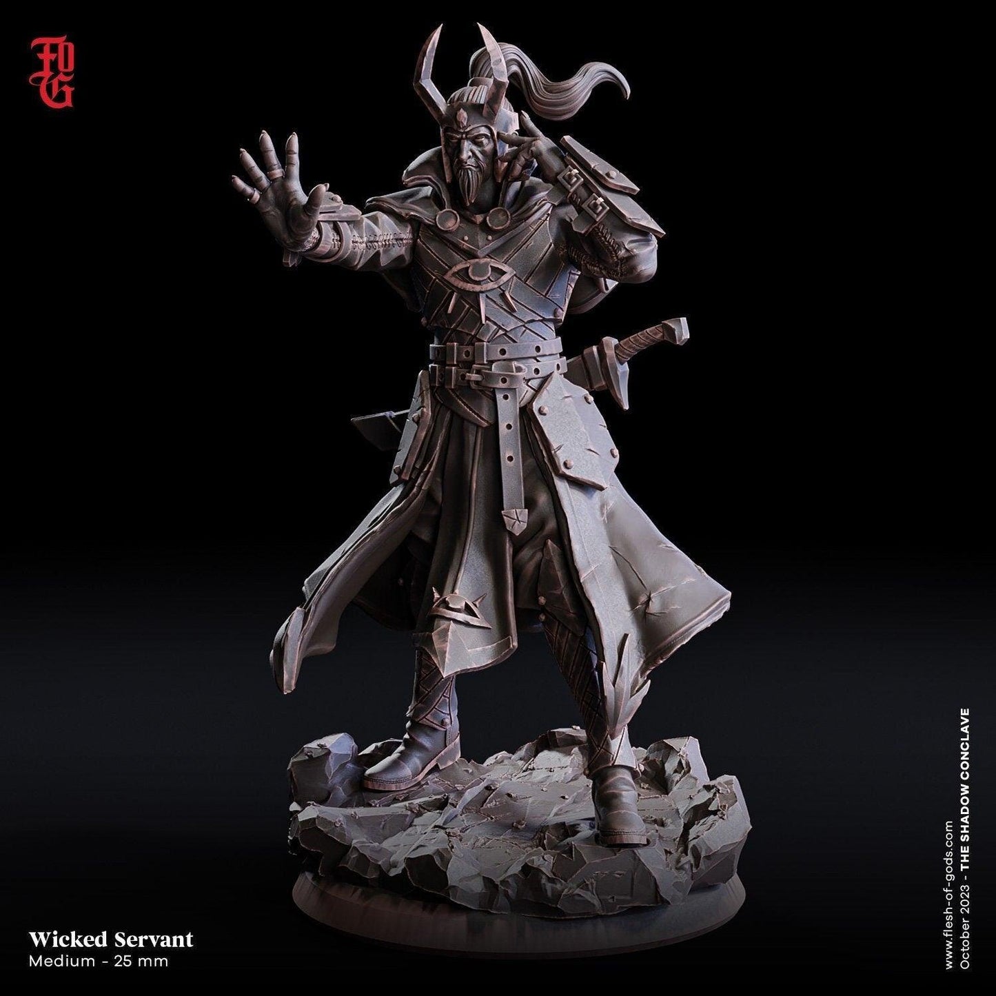 Akkar, the Wicked Servant | Aberrant Sorcerer Miniature for Spellbinding Adventures | 32mm Scale - Plague Miniatures