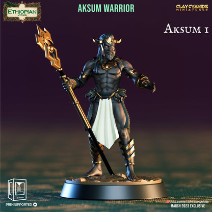 Aksum Warrior Miniature | African Fighter for Tabletop Adventures | 32mm Scale - Plague Miniatures