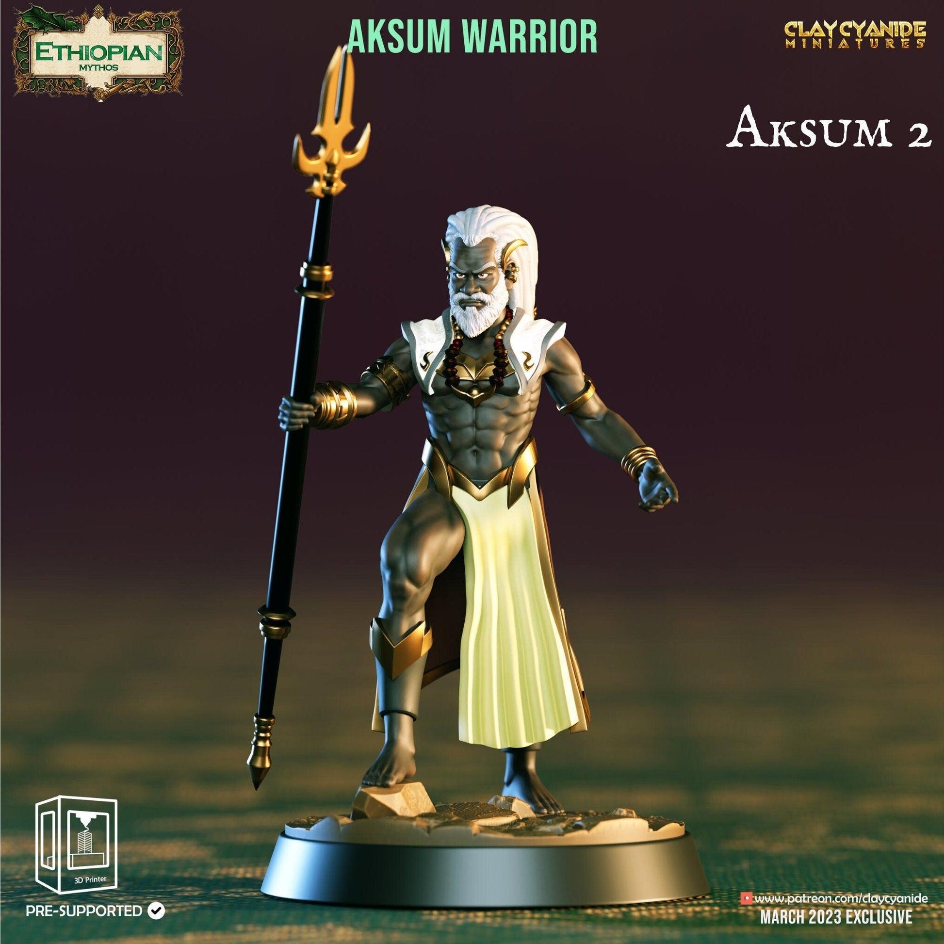Aksum Warrior Miniature | African Fighter for Tabletop Adventures | 32mm Scale - Plague Miniatures