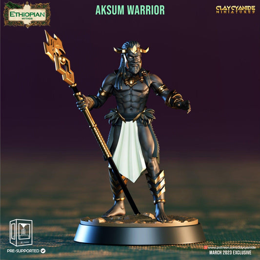 Aksum Warrior Miniature | African Fighter for Tabletop Adventures | 32mm Scale - Plague Miniatures