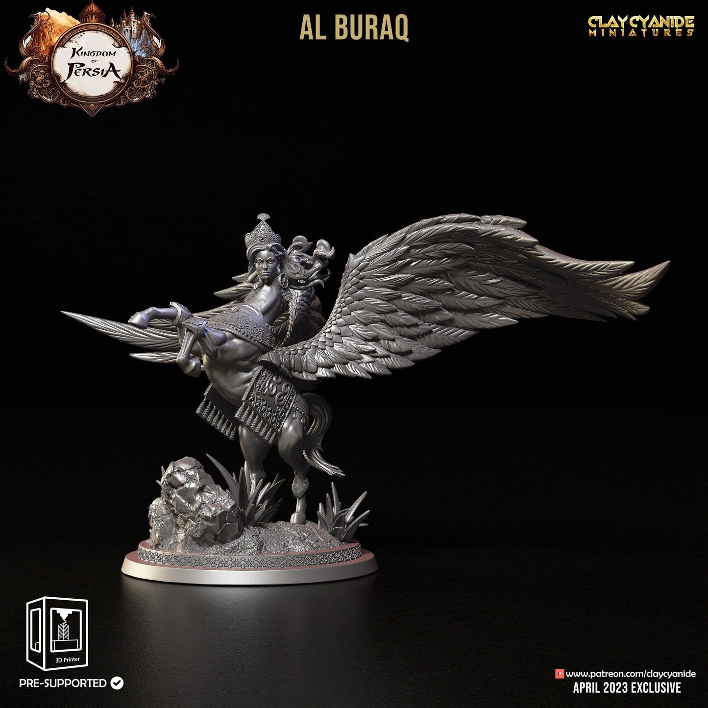 Al Buraq Miniature | Majestic Hybrid Pegasus for DnD 5e | 32mm Scale - Plague Miniatures