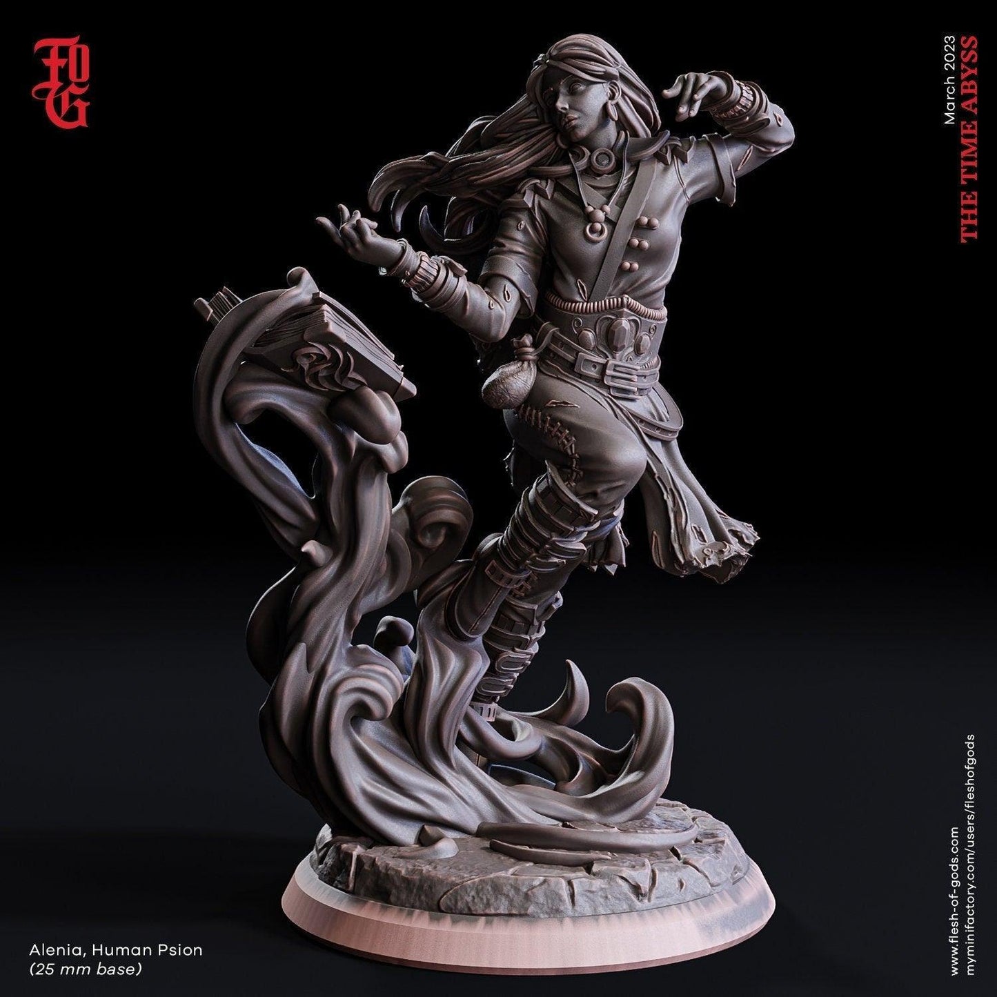 Alenia, Human Psion Miniature | Psychic Sorceress for DnD Adventures | 32mm Scale or 75mm Scale - Plague Miniatures