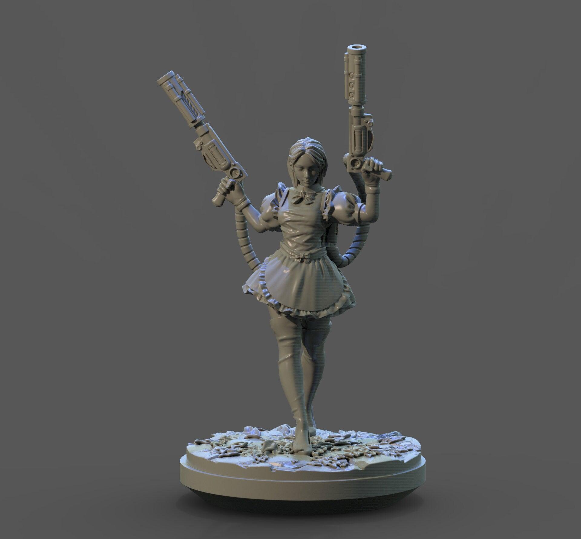 Alice in Wonderland Female Warrior Miniature | DnD 5e Miniature for Dungeons and Dragons | 32mm Scale - Plague Miniatures shop for DnD Miniatures