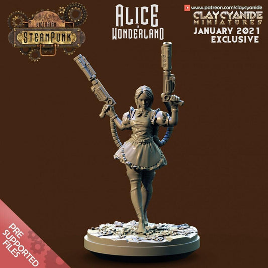 Alice in Wonderland Female Warrior Miniature | DnD 5e Miniature for Dungeons and Dragons | 32mm Scale - Plague Miniatures