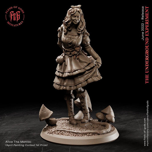 Alice the Maniac Miniature | Creepy Little Girl NPC Miniature | 32mm Scale - Plague Miniatures