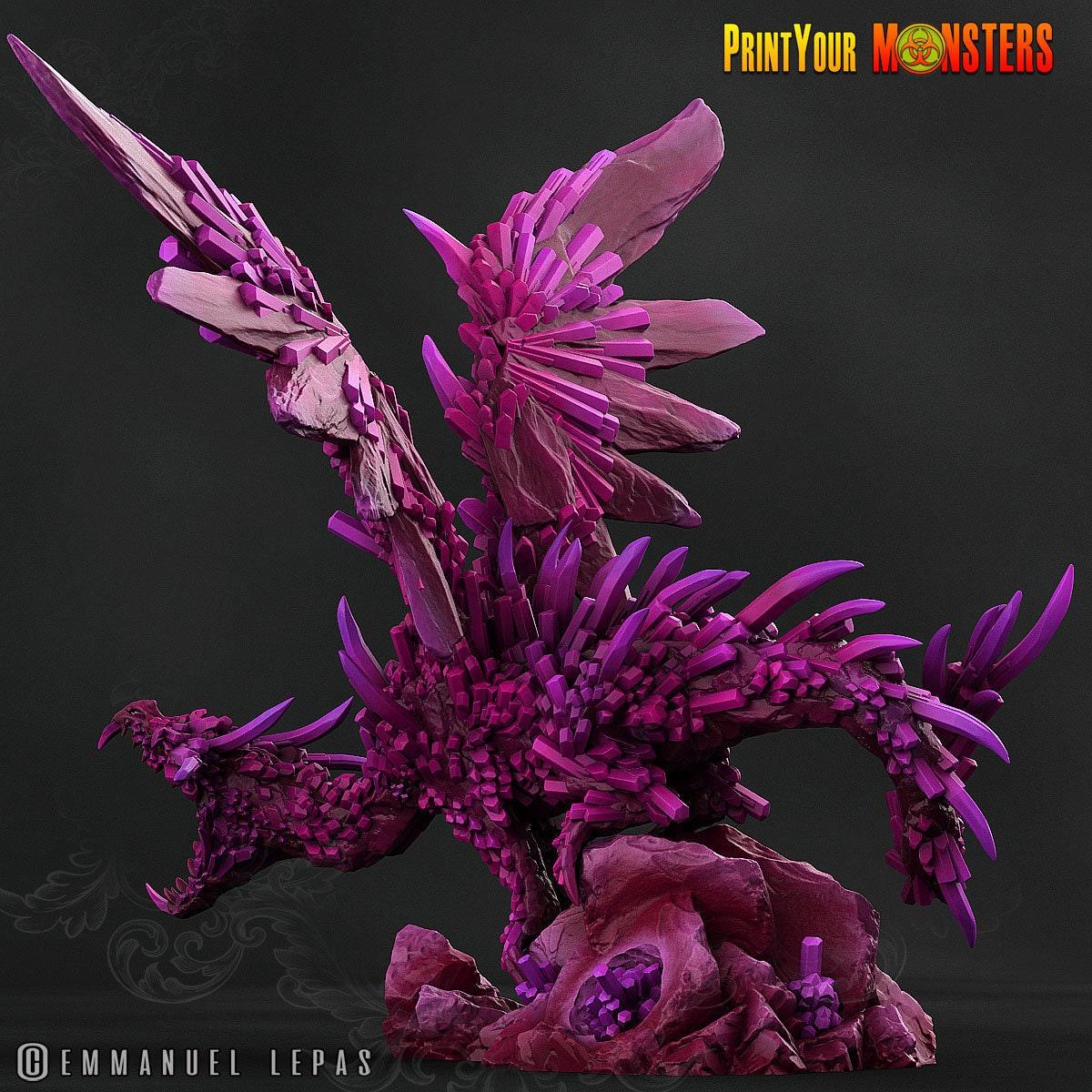 Amethyst Dragon Miniature | Majestic Large Dragon for Your Campaign - Plague Miniatures