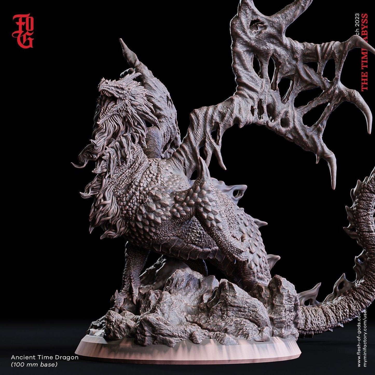 Ancient Time Dragon Miniature Epic Statue | Majestic DnD Decor for Dungeons and Dragons | 100mm Base - Plague Miniatures