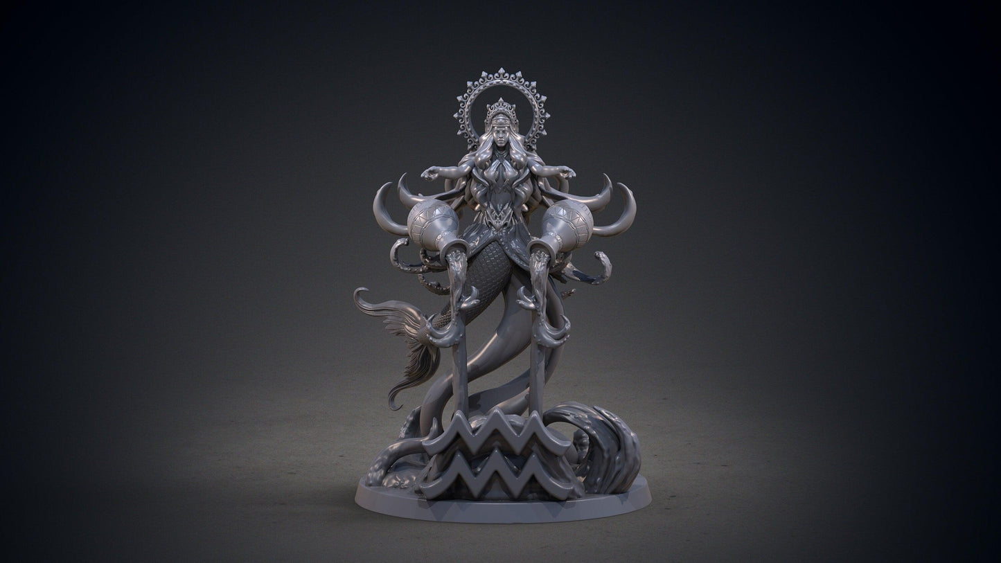 Aquarius Zodiac Miniature | Beautiful Female Goddess for Tabletop Adventures | 32mm Scale - Plague Miniatures