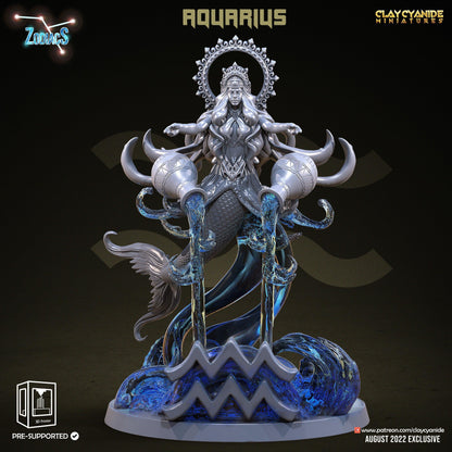 Aquarius Zodiac Miniature | Beautiful Female Goddess for Tabletop Adventures | 32mm Scale - Plague Miniatures