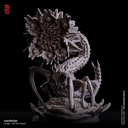Arachvine Miniature | Menacing Plant Spider Monster for DnD | 50mm Base - Plague Miniatures