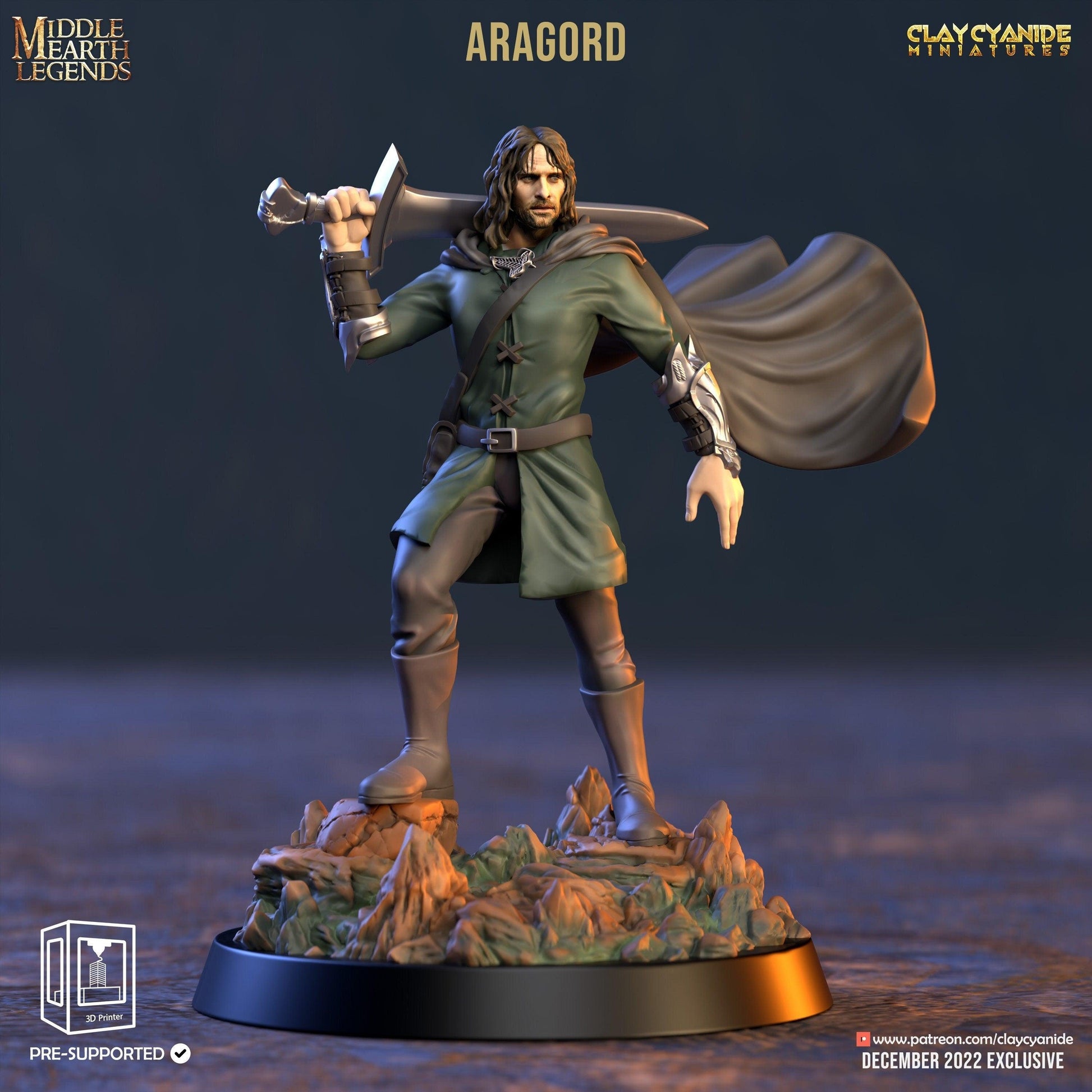 Aragord Human Warrior Miniature | Heroic Fantasy Figure for Epic Adventures | 32mm Scale - Plague Miniatures shop for DnD Miniatures