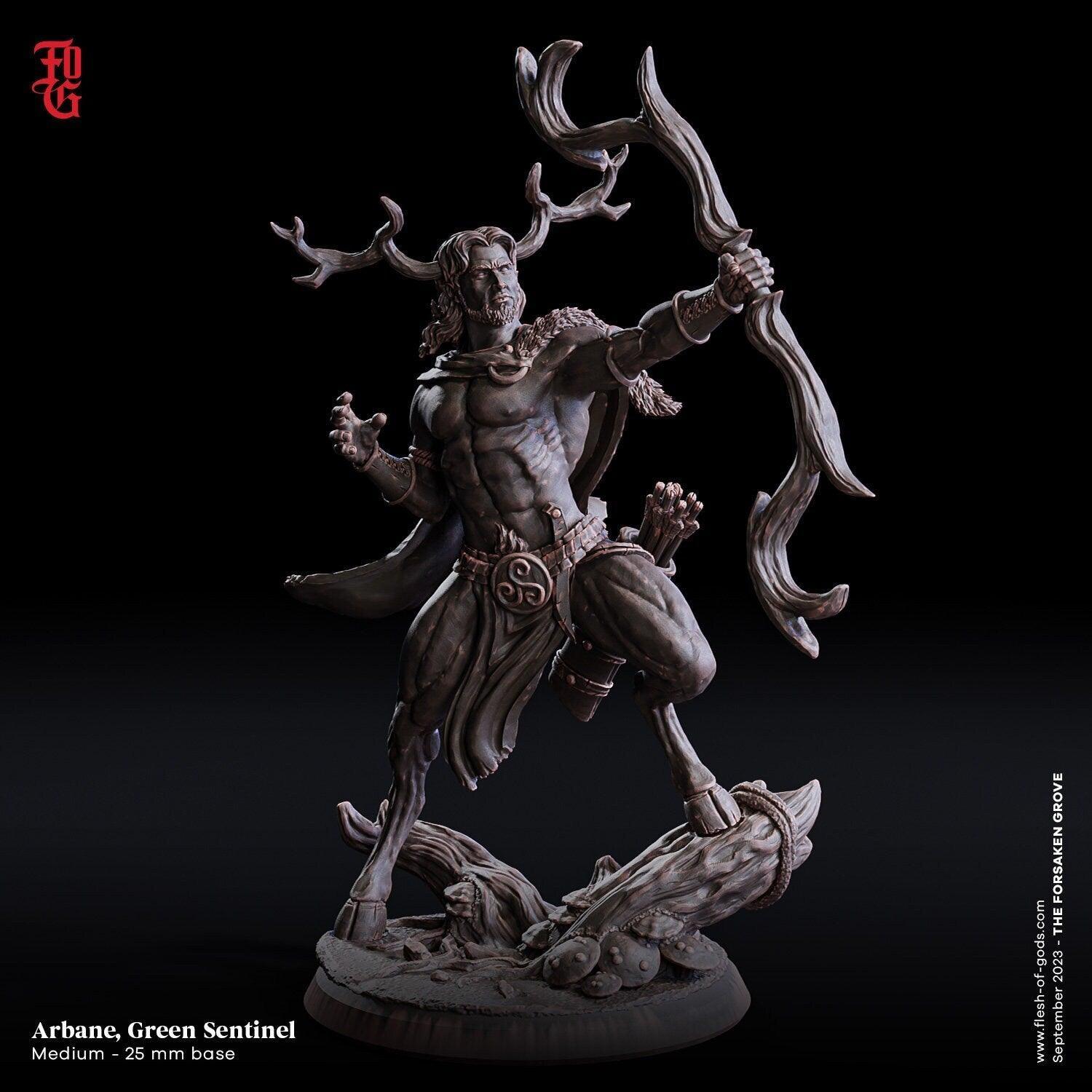 Arbane, Green Sentinel Miniature | Majestic Centaur Guardian for DnD Adventures | 32mm Scale - Plague Miniatures