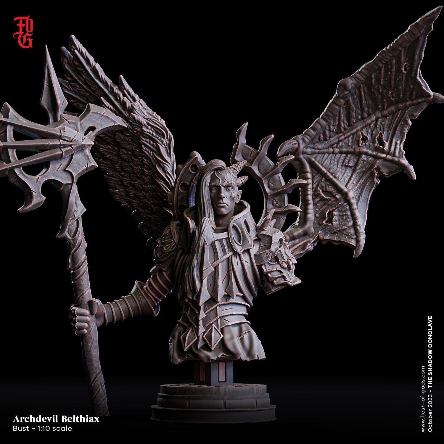 Archdevil Belthiax Demon Miniature | Female Archdevil Miniature for Your Dark Adventures | 32mm Scale or 75mm Scale - Plague Miniatures