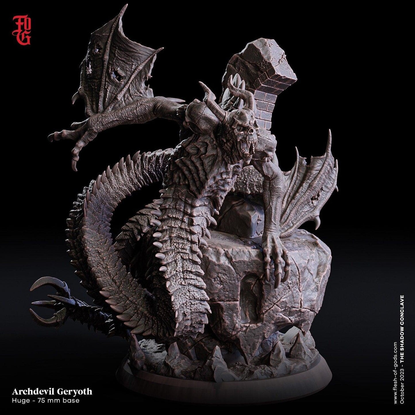 Archdevil Geryoth Monster Miniature | Legendary Archdevil Miniature of Abyssal Might | 75mm Base - Plague Miniatures