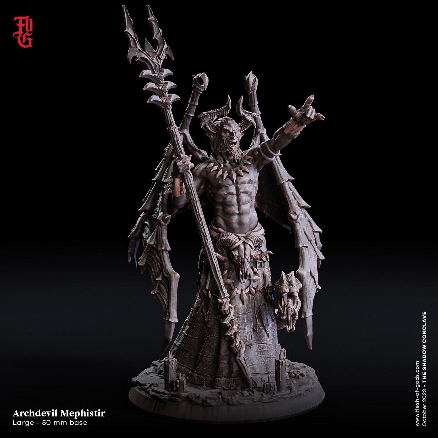 Archdevil Memphistir Large Demon Sorcerer Miniature | Malevolent Fiend for Tabletop RPGs | 50mm base - Plague Miniatures shop for DnD Miniatures