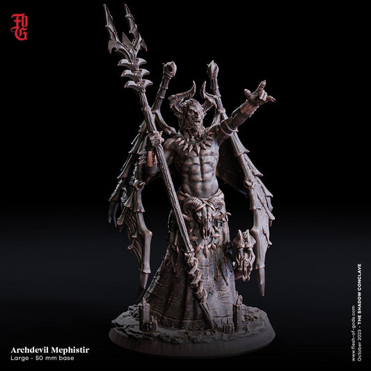 Archdevil Memphistir Large Demon Sorcerer Miniature | Malevolent Fiend for Tabletop RPGs | 50mm base - Plague Miniatures