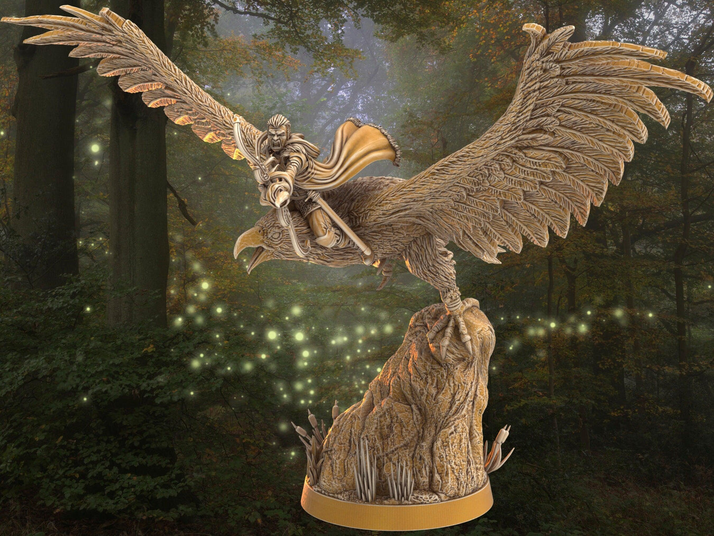 Archer miniature with eagle mount | Male Elf Archer | 32mm Scale DnD 5e | DnD ranger | DnD Miniature | Dungeons and Dragon Male Human Archer - Plague Miniatures